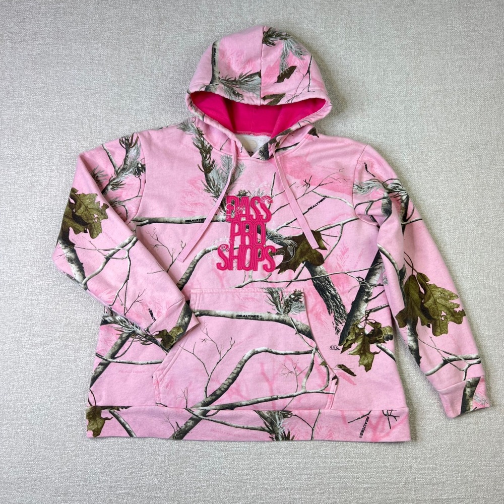 Bass Pro Shops Kids Large Pink Realtree Camo Pullover Hoodie Outdoors Fleece